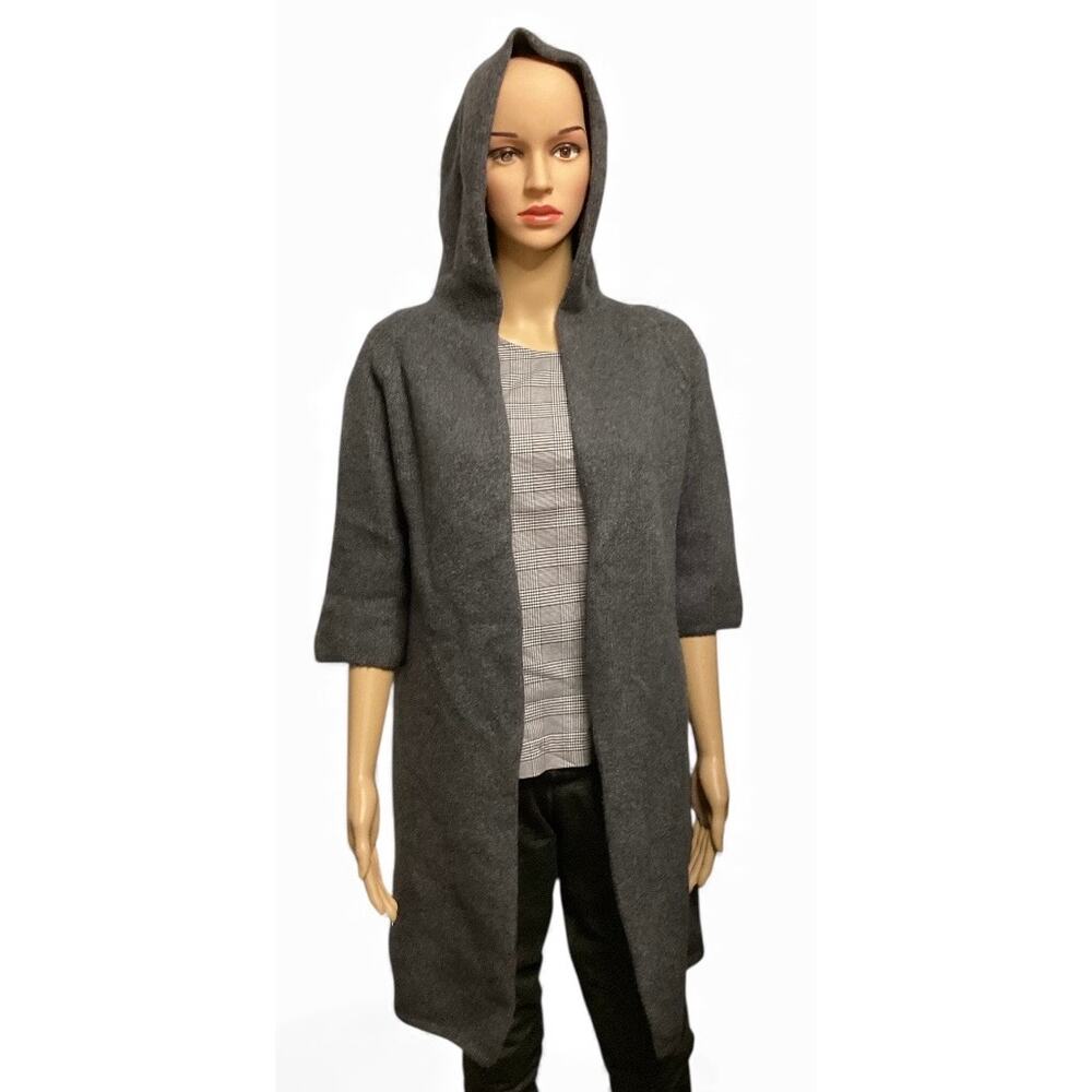 ROYL wool blend hooded 3/4 sleeves sweater size S/XS gray Romania